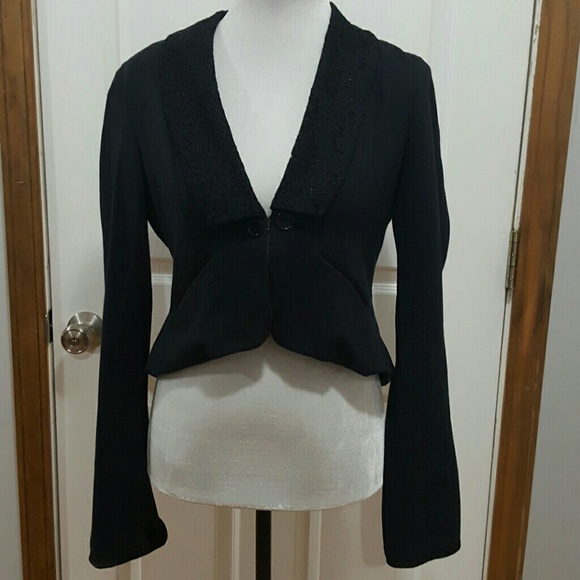 Free People Jackets & Blazers - Free People Blazer Size Small Black with Lace